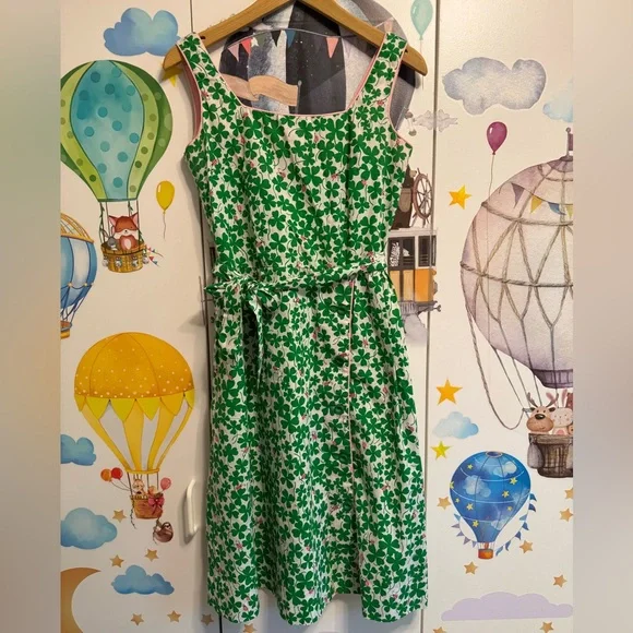 Vintage shamrocks and ladybugs dress Serbin by Muriel Ryan small - Picture 1 of 15
